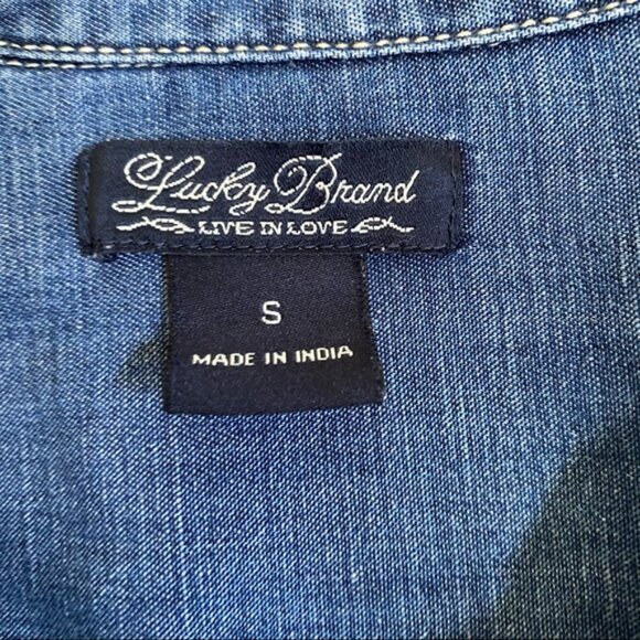 LUCKY BRAND DRESS MINI BLUE DENIM LONG SLEEVE Size S - Picture 10 of 12